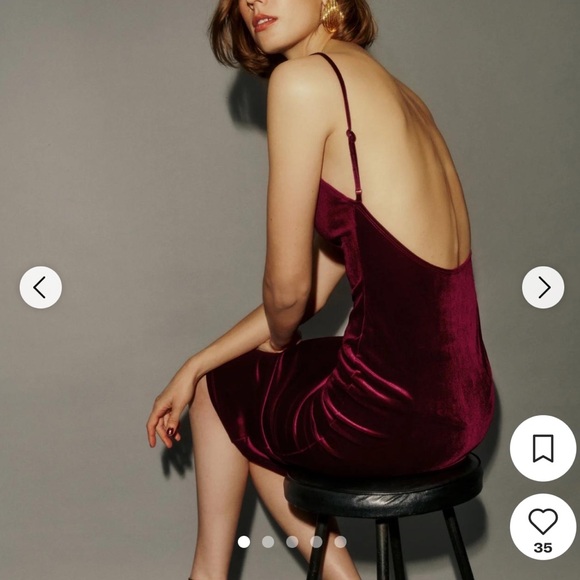 Reformation Merel Velvet Dress in Red Sz.M - Picture 13 of 13